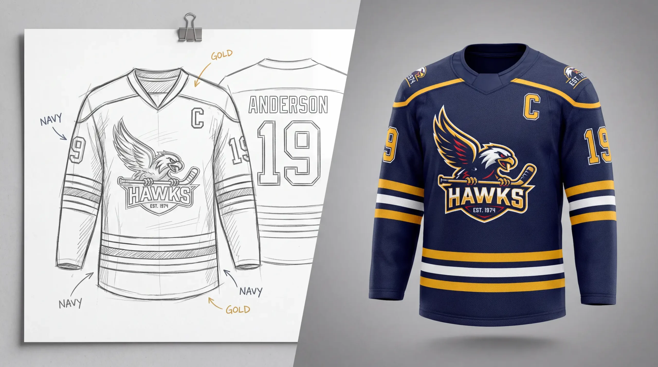 Custom ice hockey jersey artwork concept and vector template design