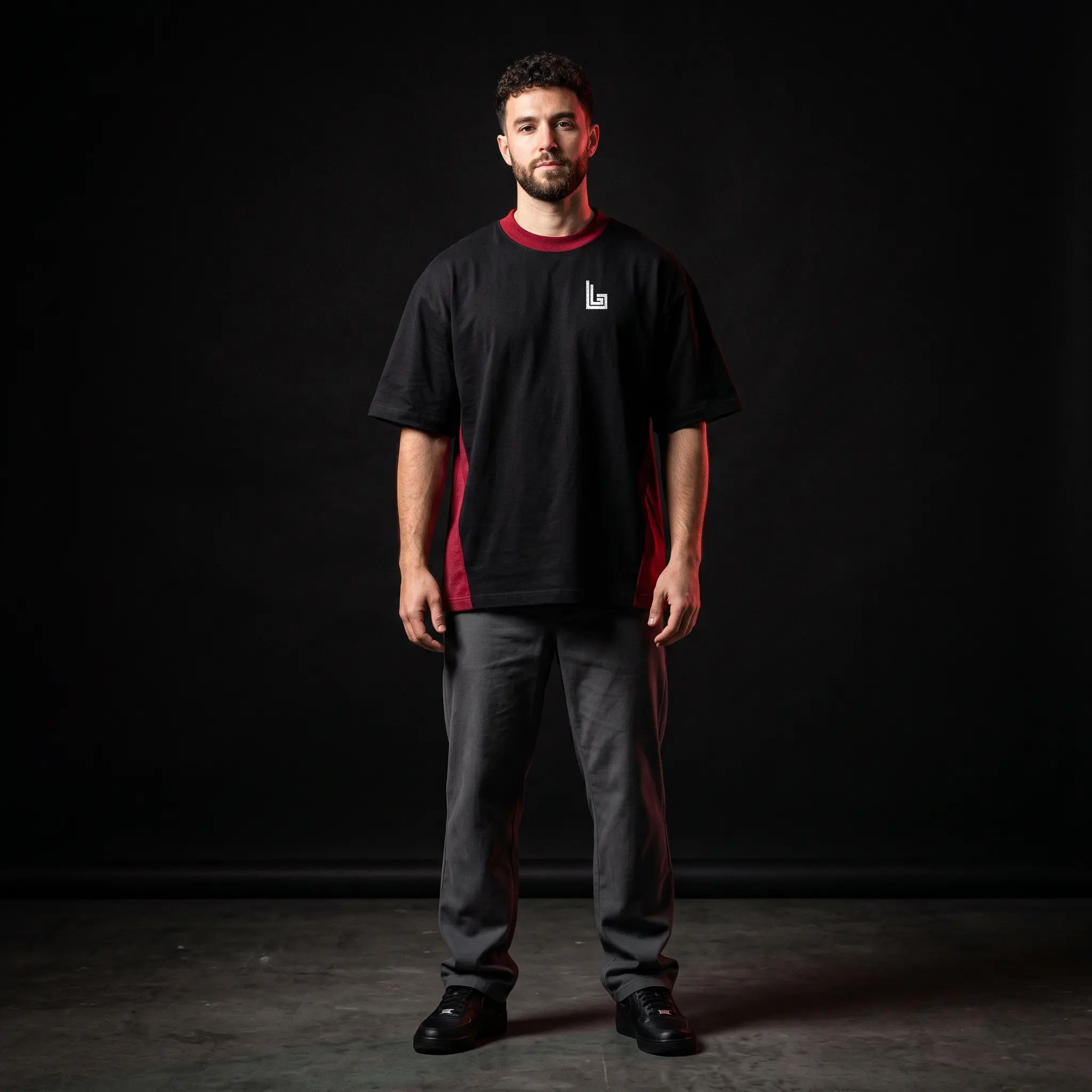 Custom men's oversized streetwear t-shirt and matching activewear bottom