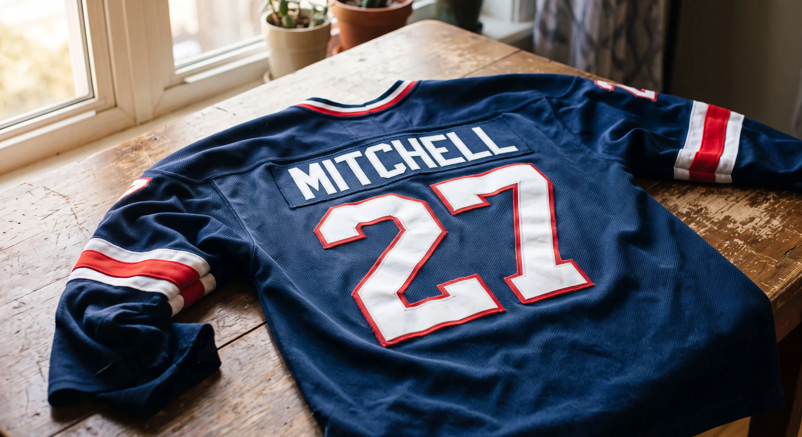 Custom hockey jersey with customized player name and back numbers