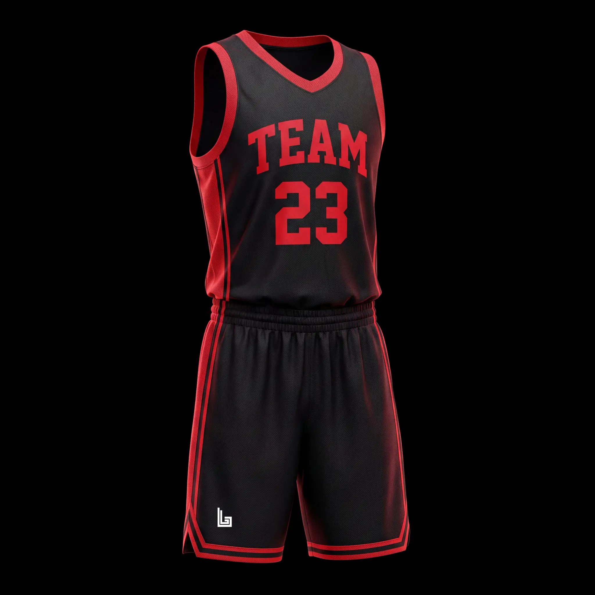 Complete custom basketball uniform set with jersey and matching shorts