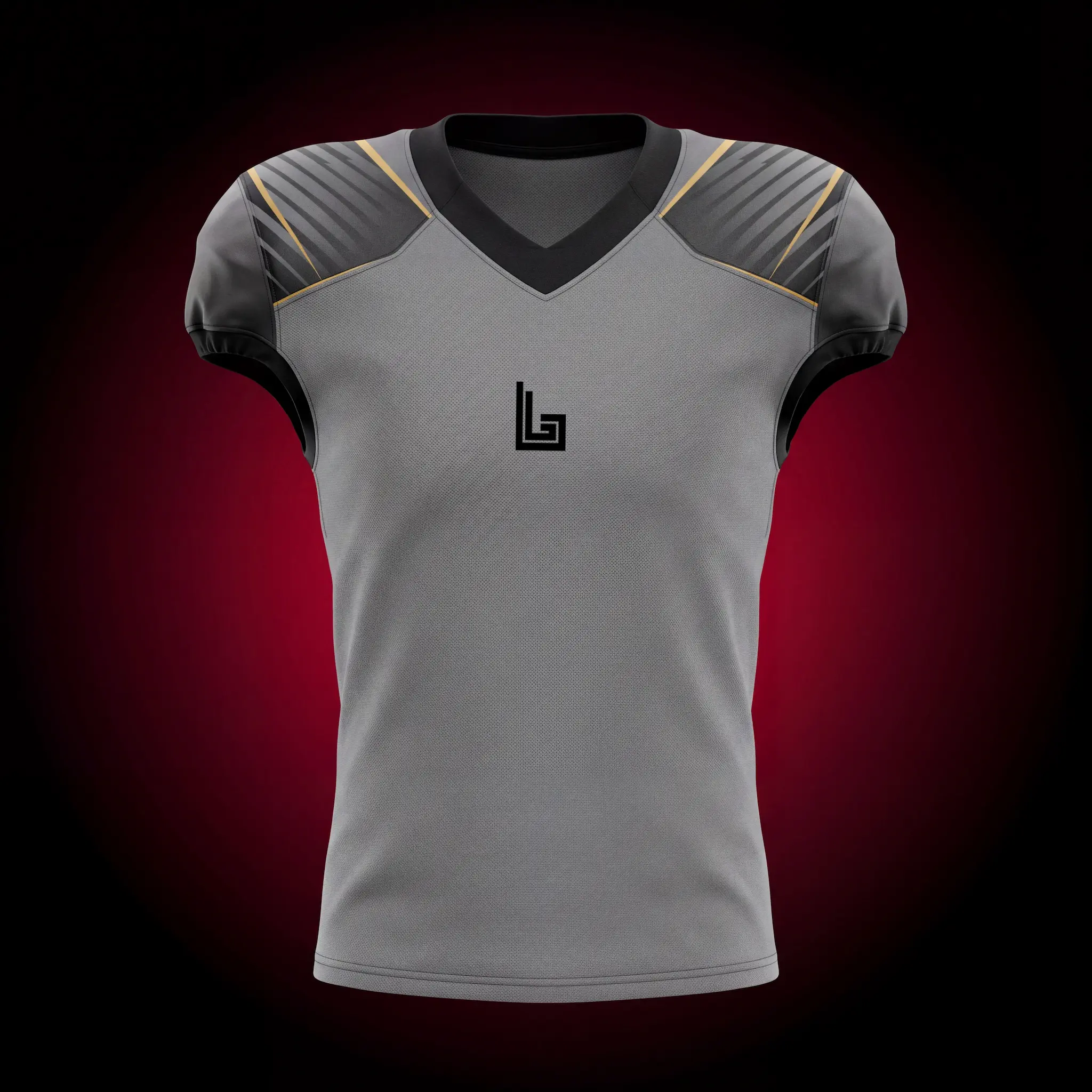 Custom sublimated American football jersey with team colors, player name and number