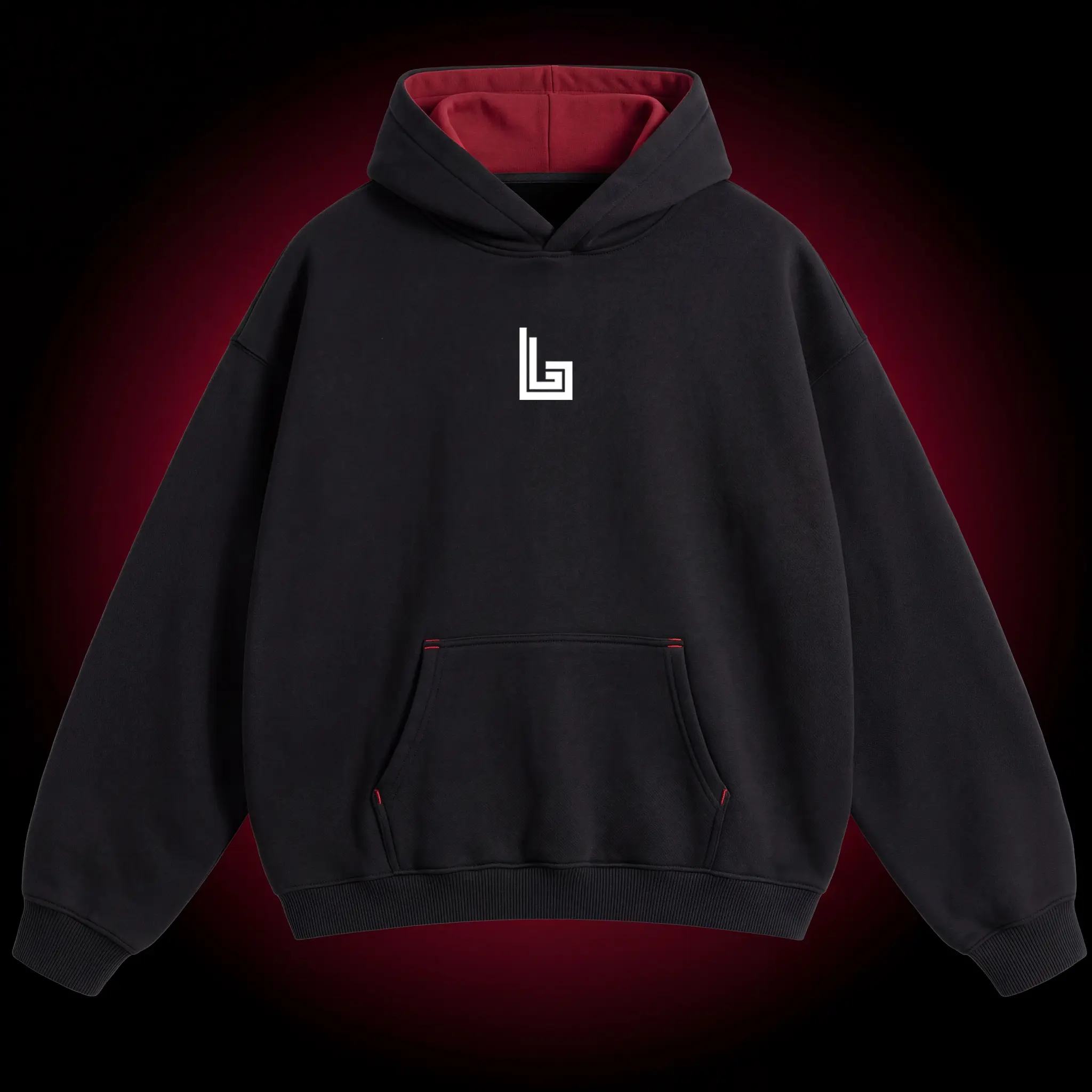 Custom campus hoodie with chenille patch branding, mockup by Lethletic