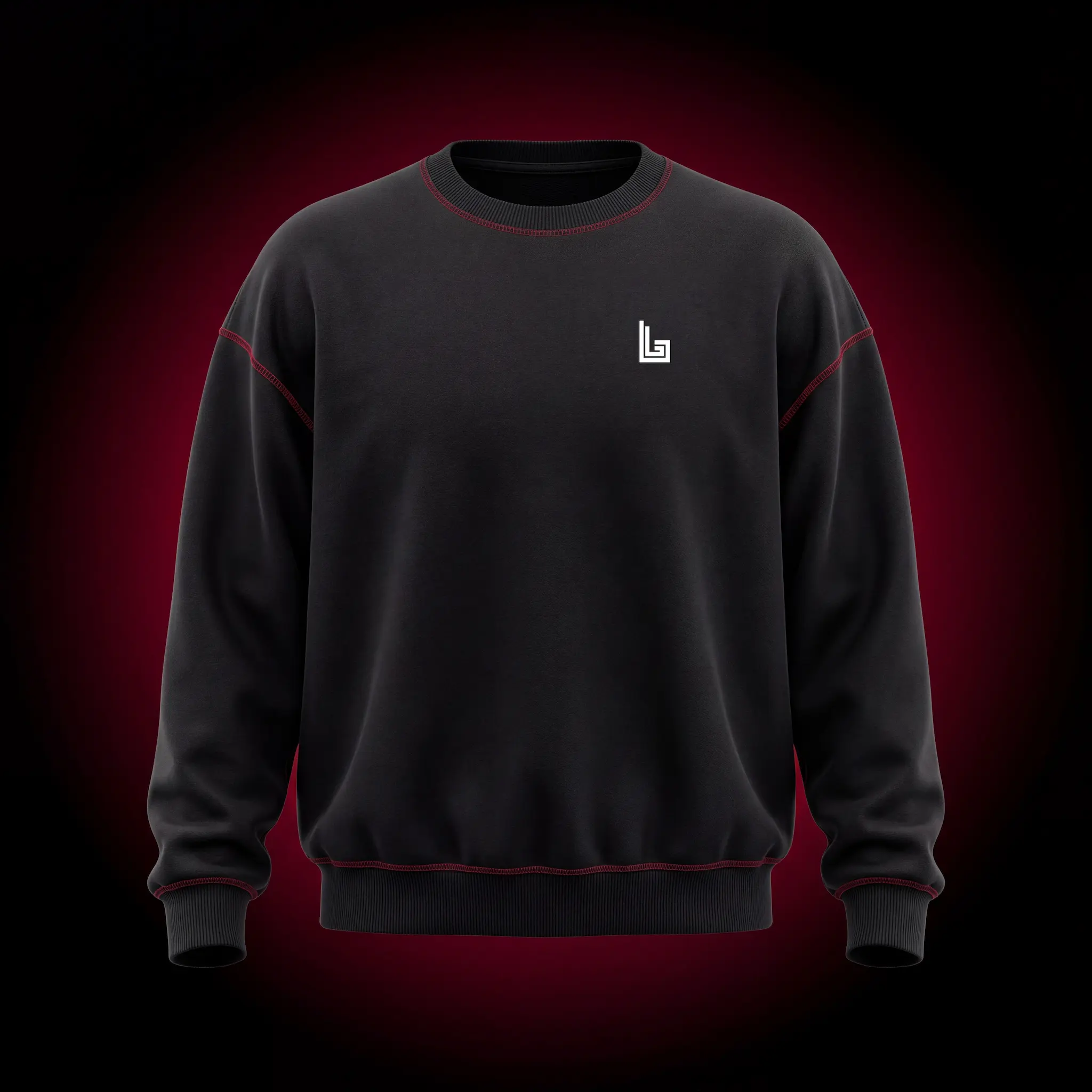 Custom campus crewneck with embroidered crest, mockup by Lethletic