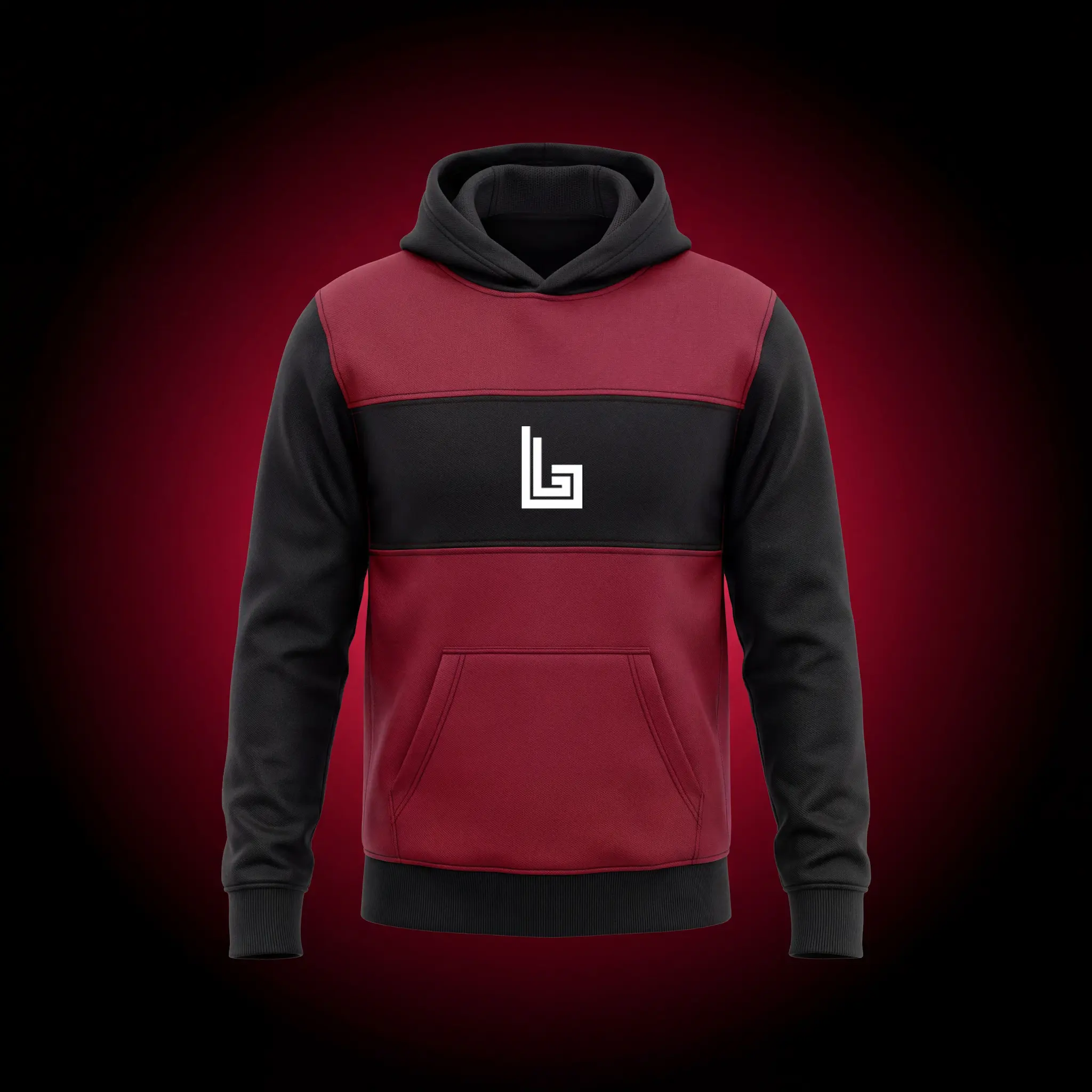 Custom oversized streetwear hoodie in brushed fleece with embroidered branding, mockup by Lethletic