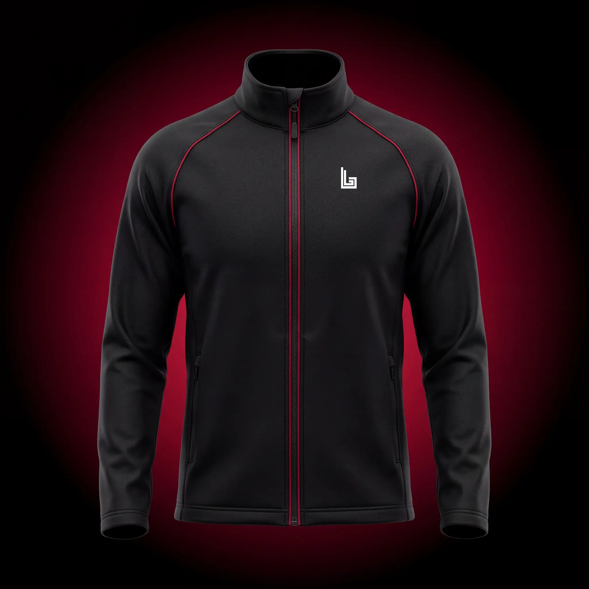 Custom streetwear jacket with embroidered logo, product mockup by Lethletic