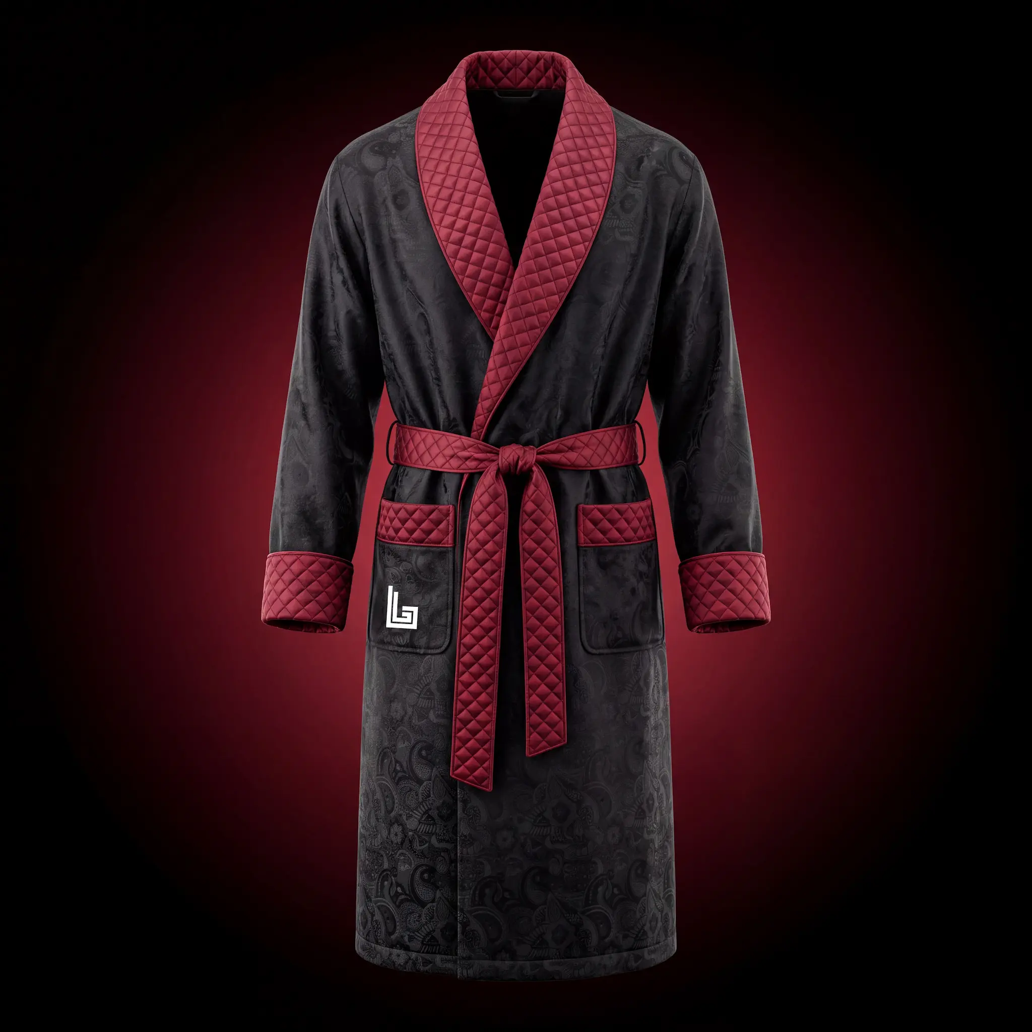 Custom lounge robe in soft cotton fabric, product mockup by Lethletic