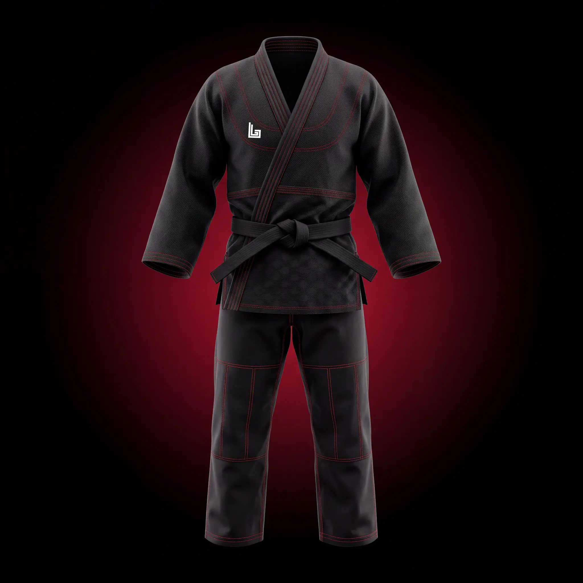 Custom judo gi with dojo branding and patches