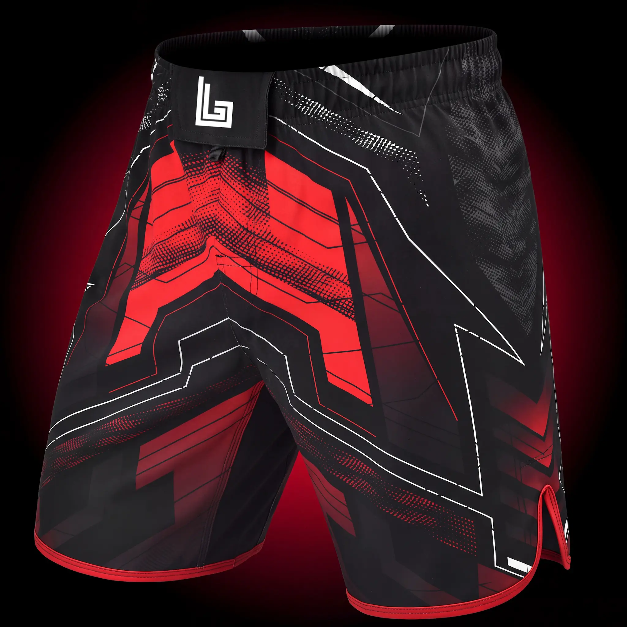 Custom sublimated MMA fight shorts with gym branding