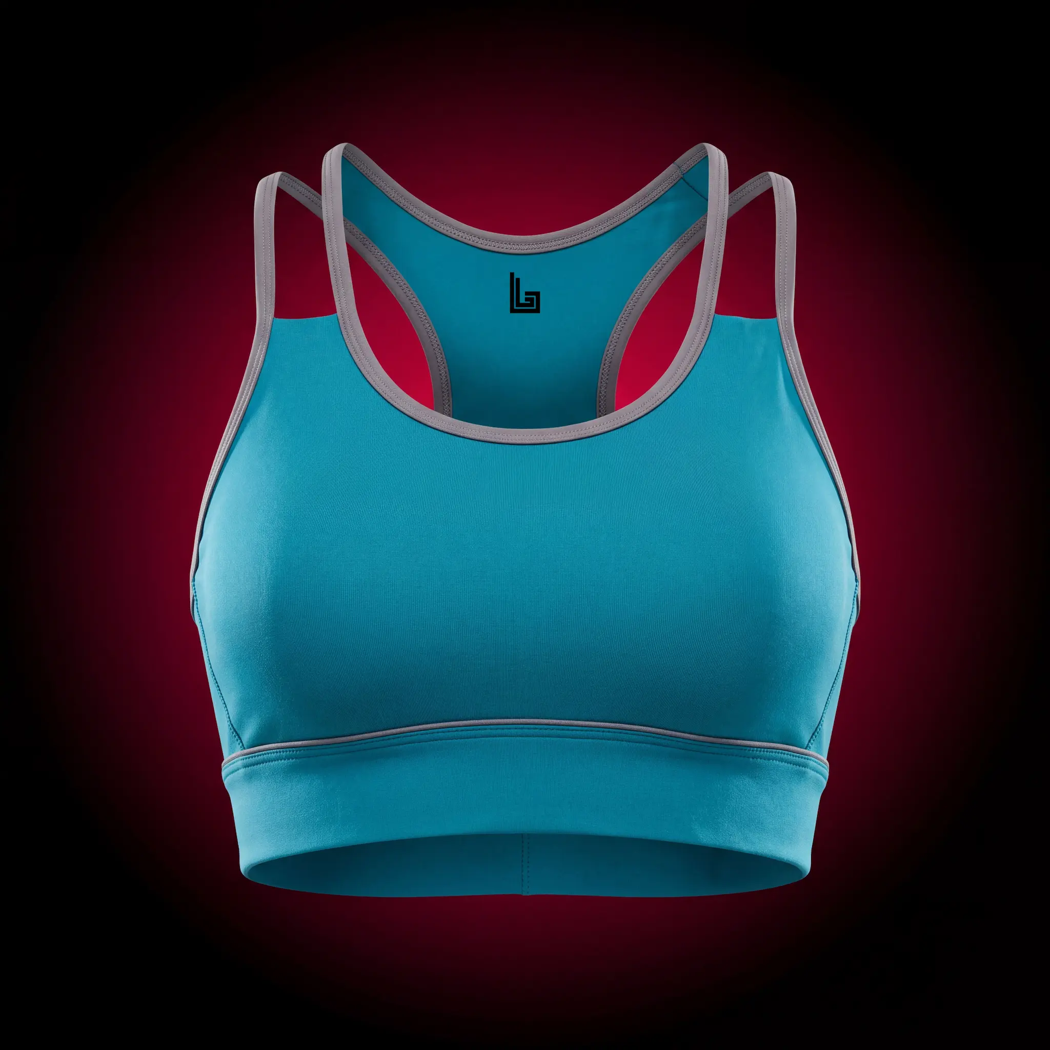 Custom sublimated yoga sports bra with studio colors