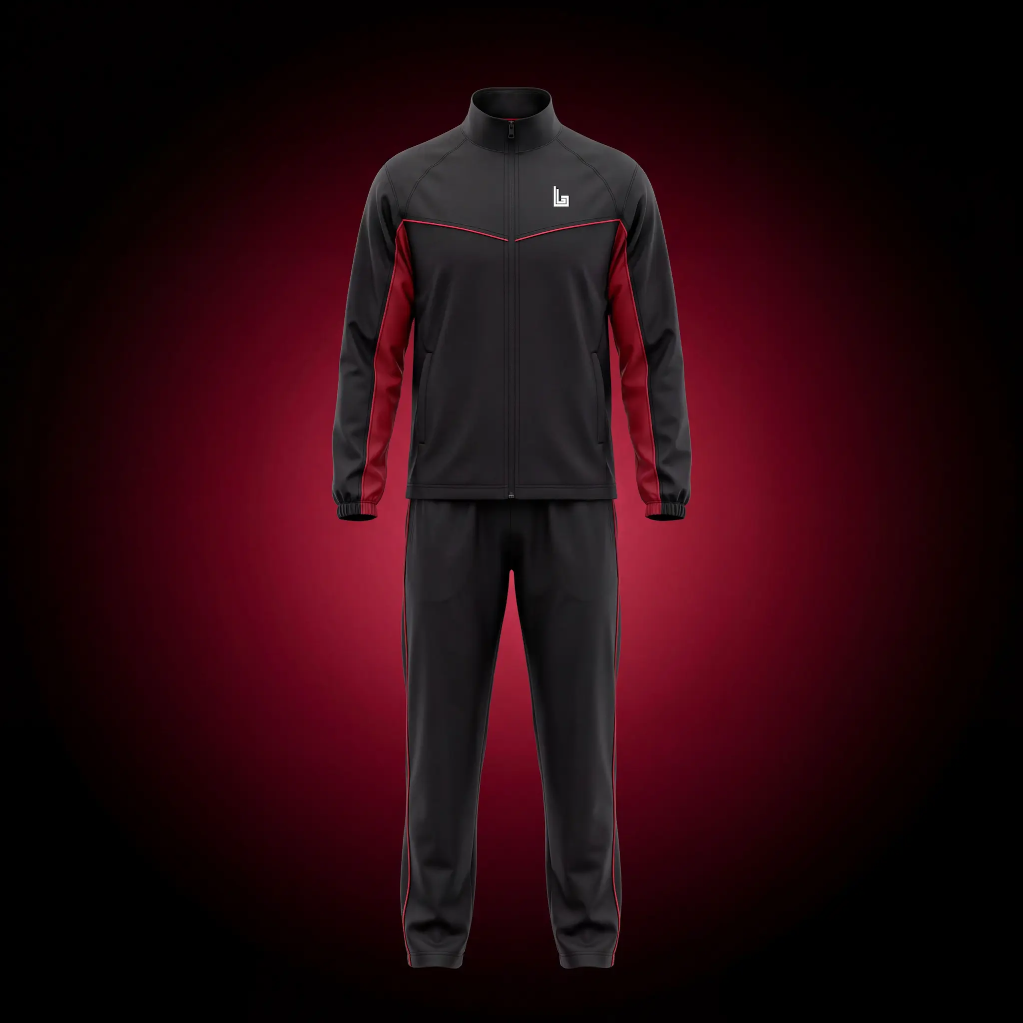 Custom team track suit in club colors with sponsor branding