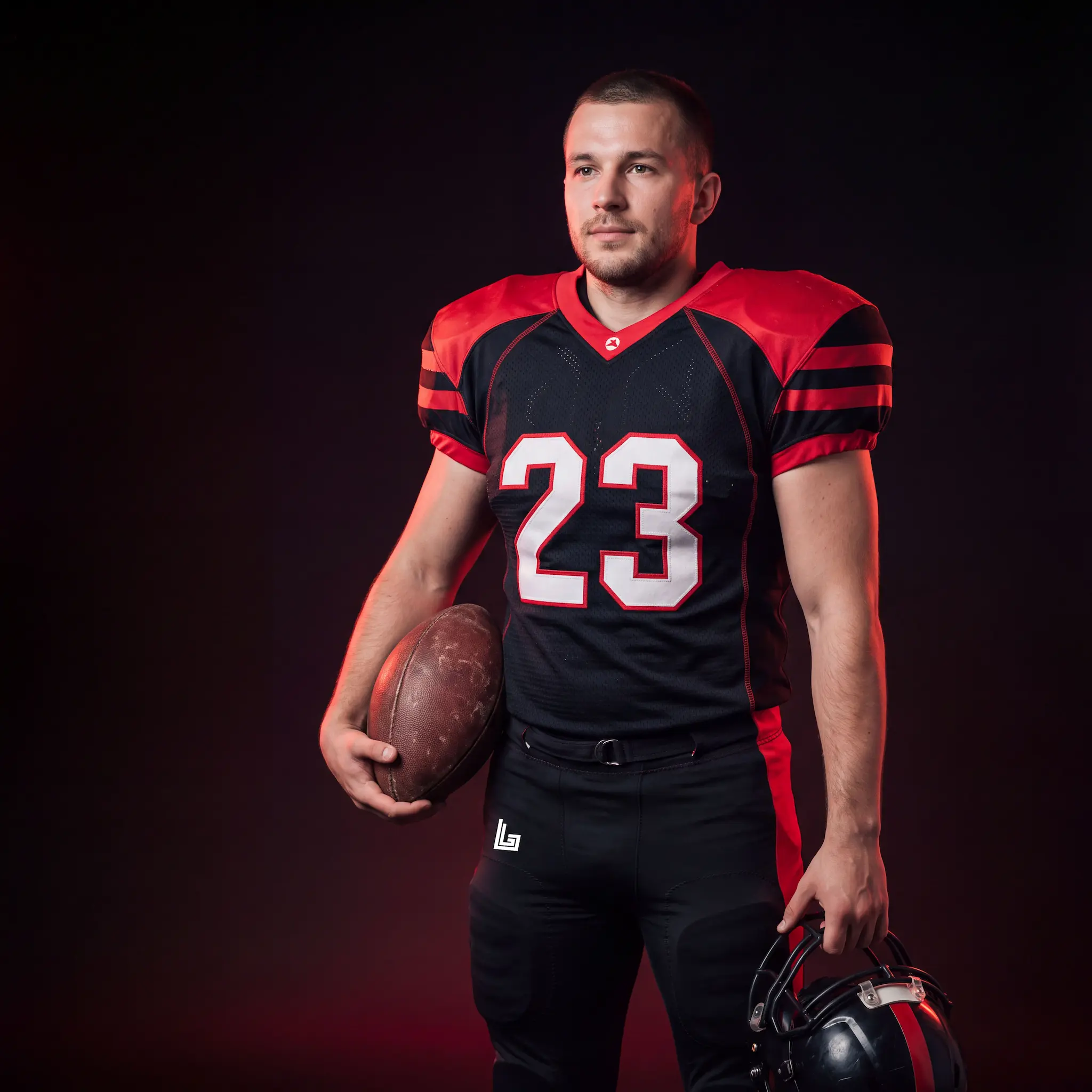 Custom American football jersey with twill numbers by Lethletic