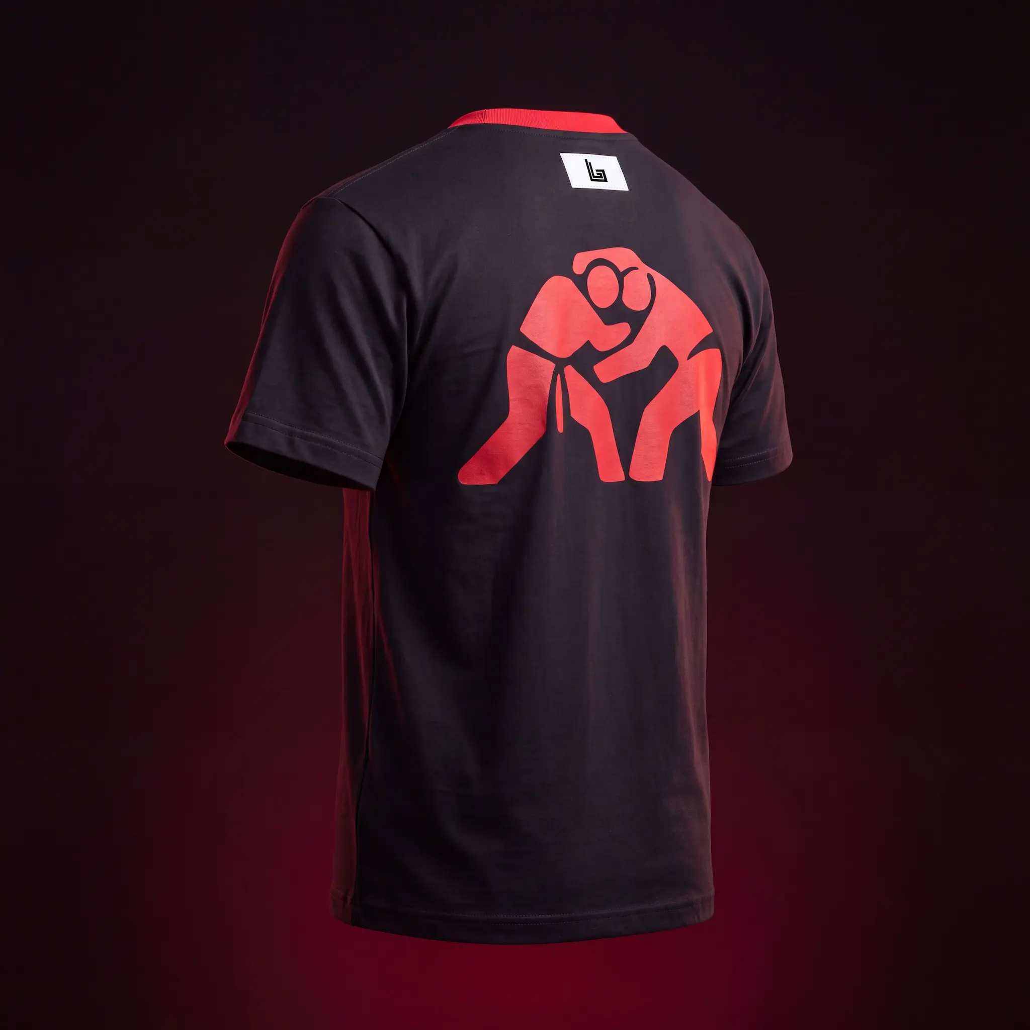 Custom BJJ academy t-shirt in premium cotton, ghost mannequin