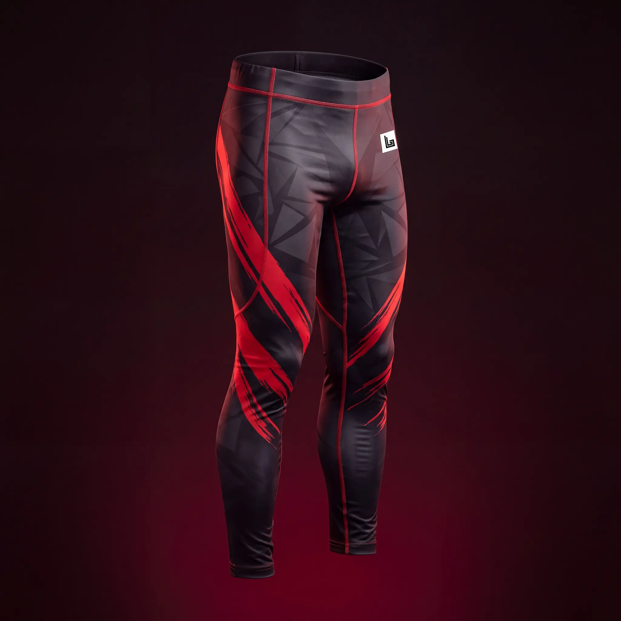 Custom sublimated grappling spats for BJJ, ghost mannequin