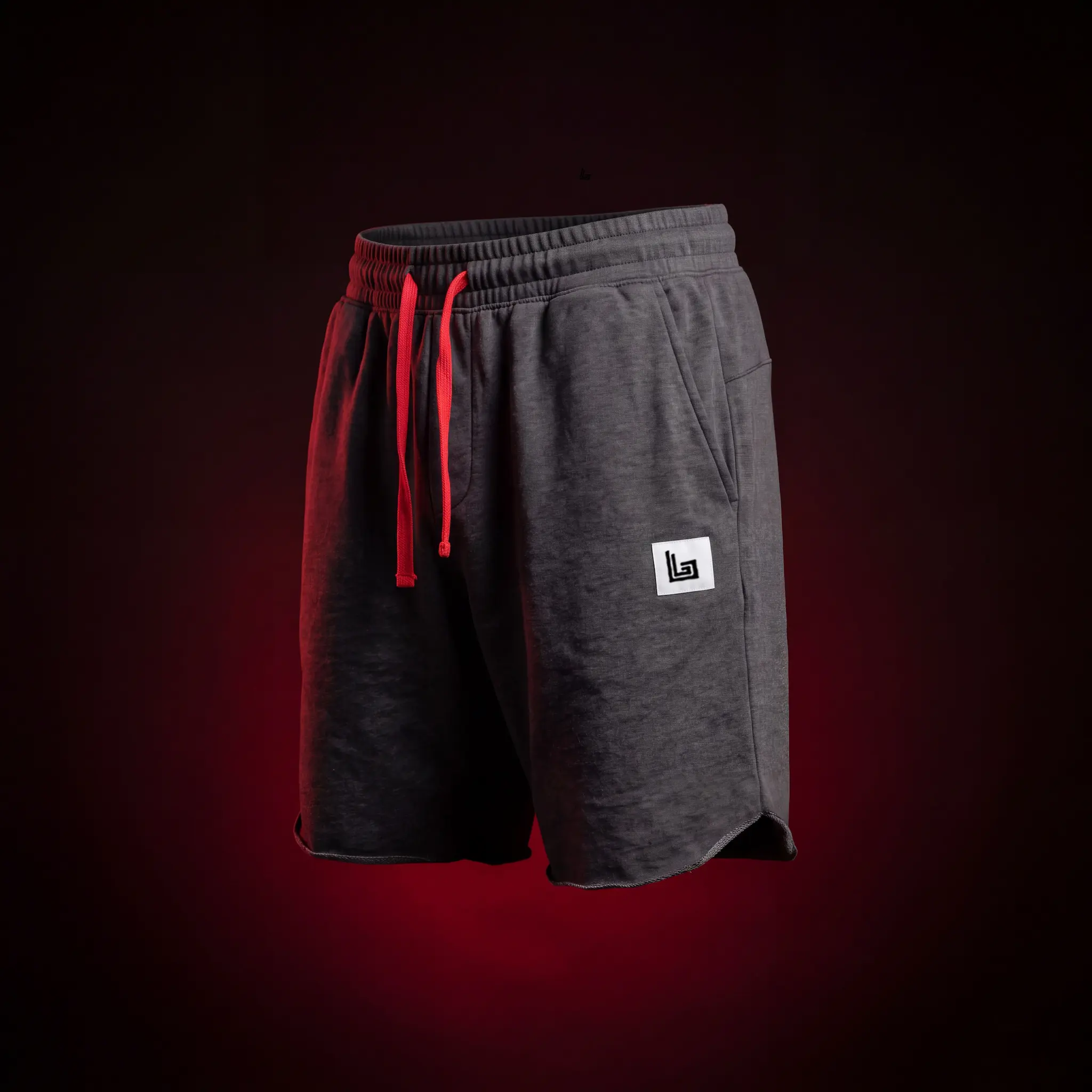 Bespoke cotton lounge shorts with elastic drawcord waistband, ghost mannequin