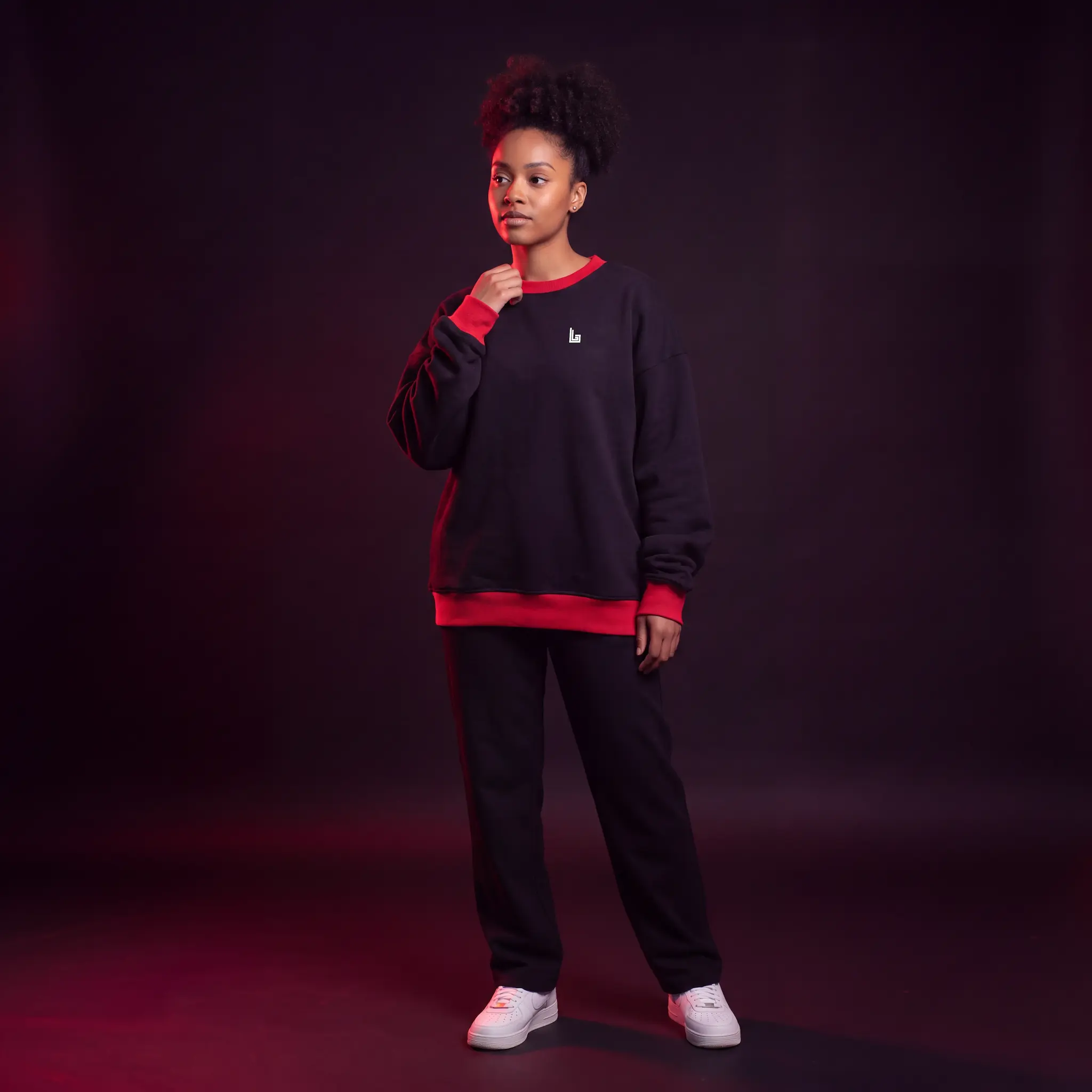 Custom crewneck sweatshirt with embroidered logo by Lethletic