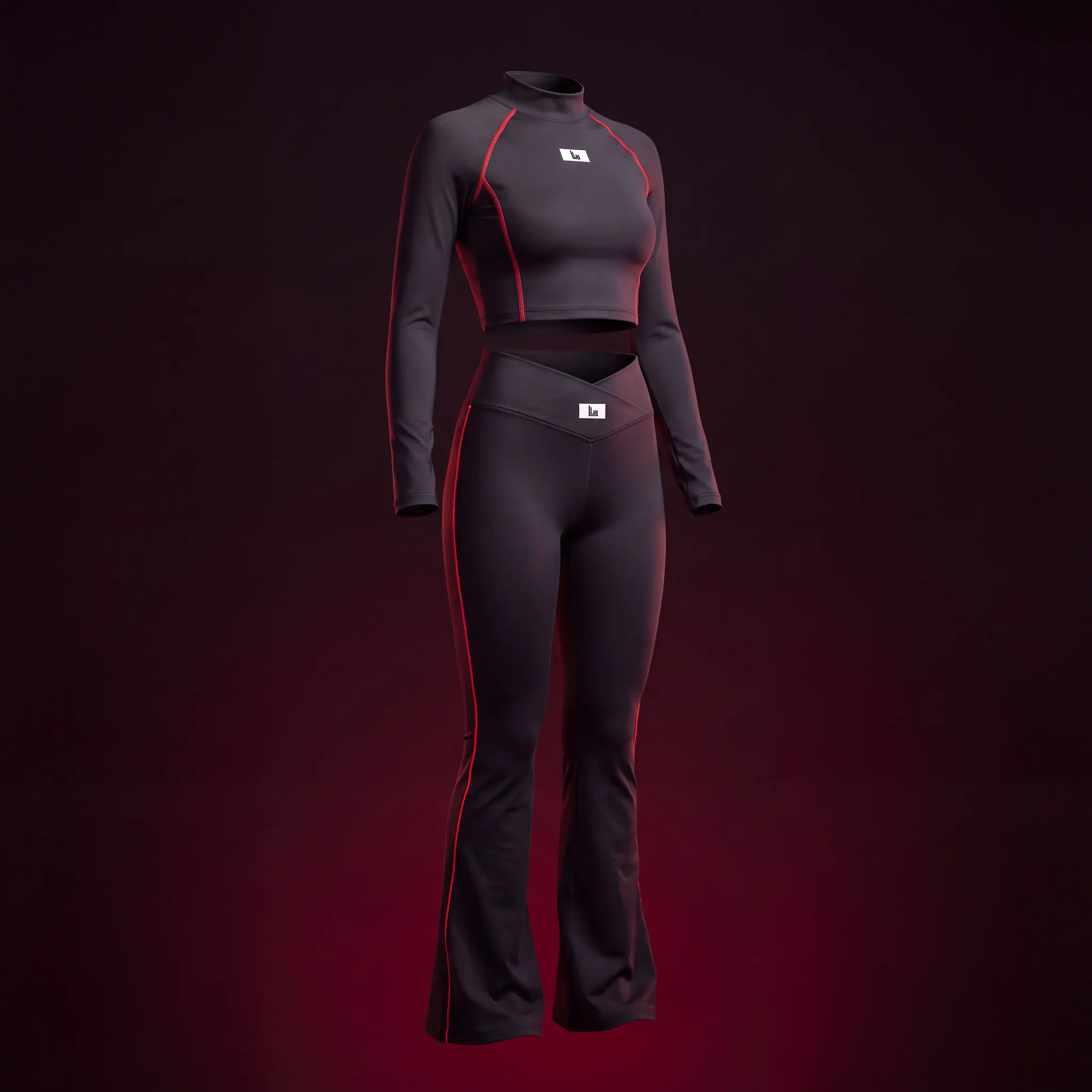 Custom flare leggings yoga set with matching top by Lethletic