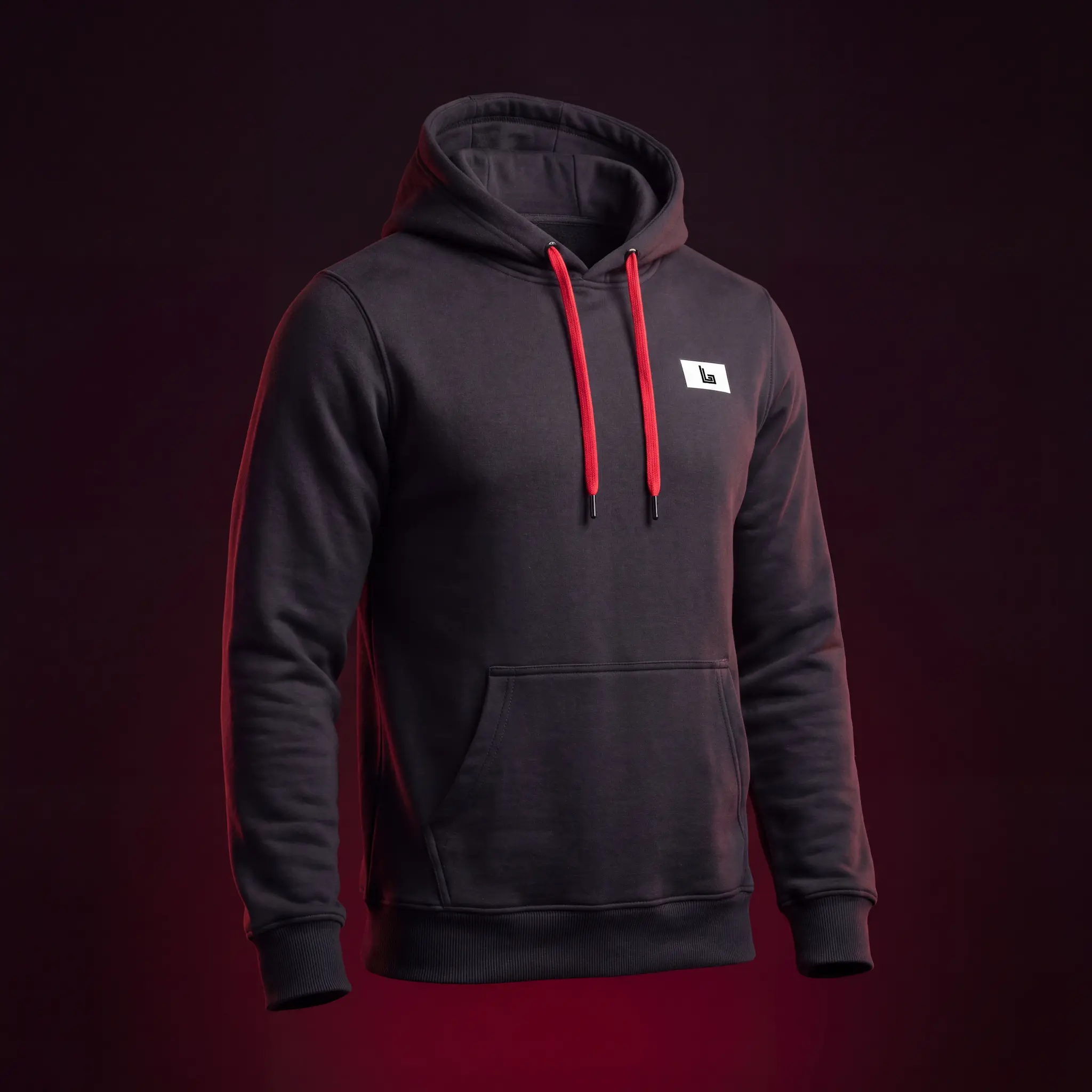 Lifter in a custom heavyweight gym hoodie with embroidered logo by Lethletic