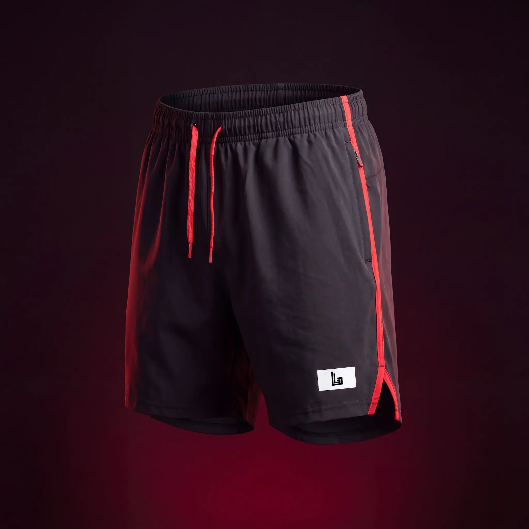 Lifter in custom gym shorts with side logo by Lethletic