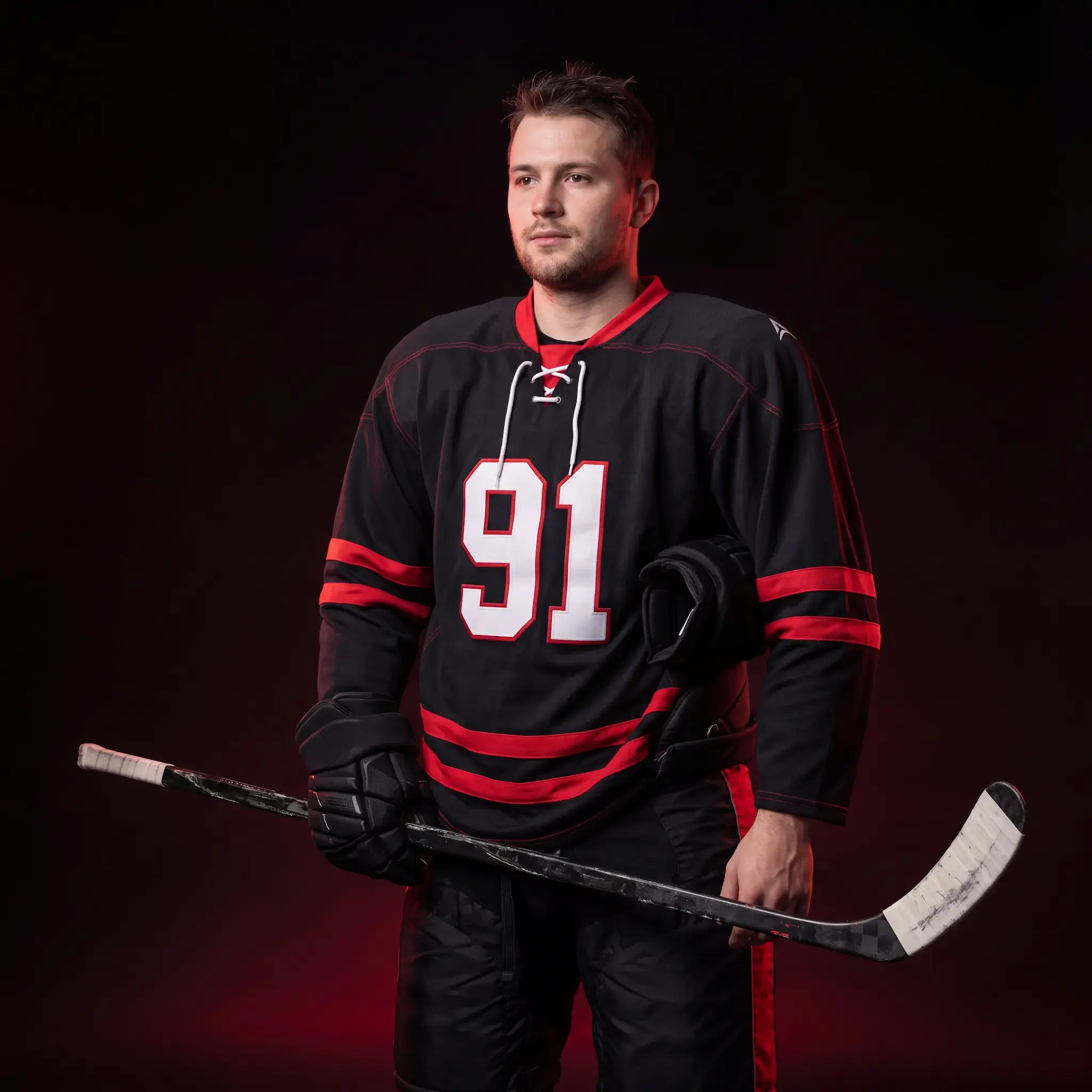 Custom ice hockey jersey with lace-up collar by Lethletic