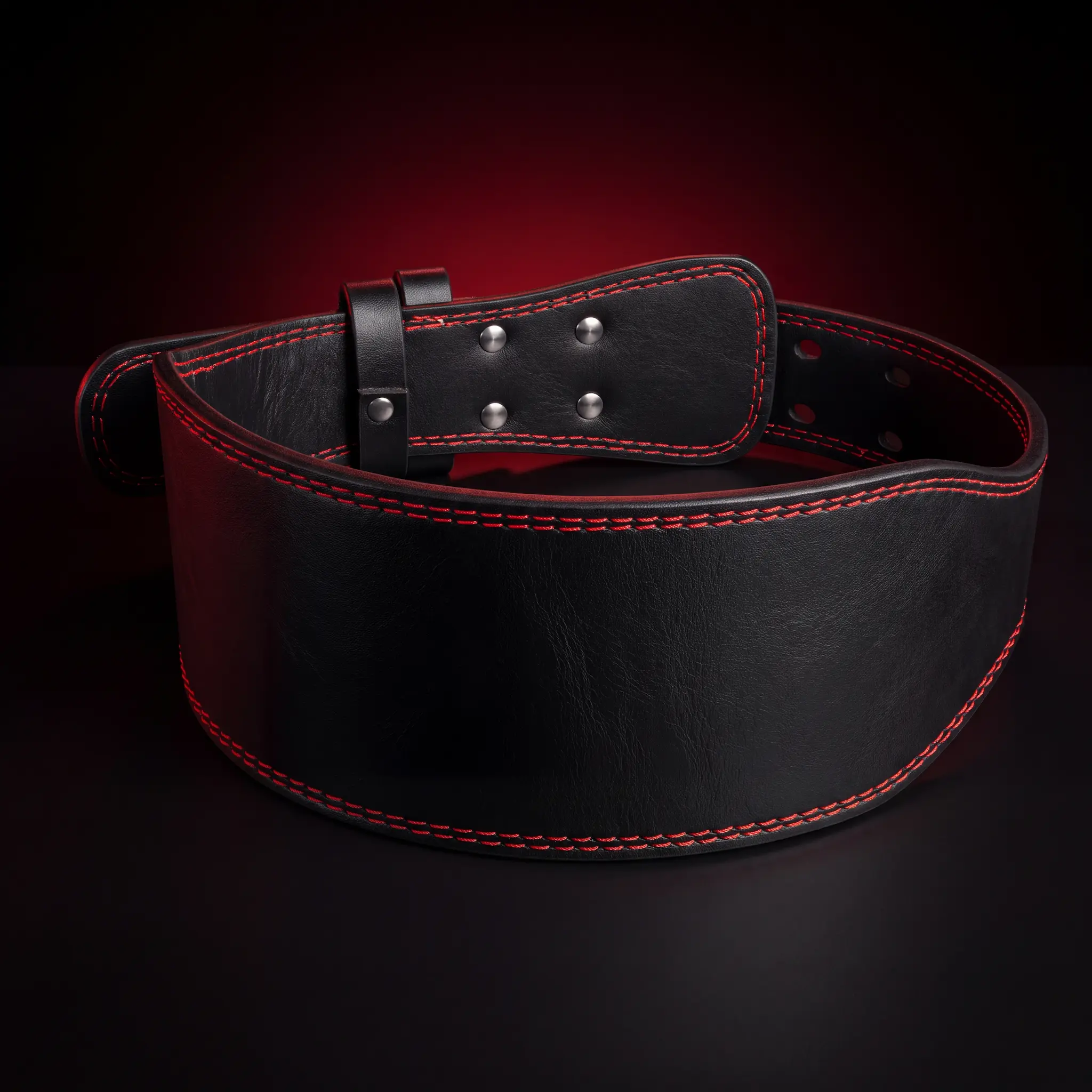Custom genuine leather lever weightlifting belt with embossed logo by Lethletic
