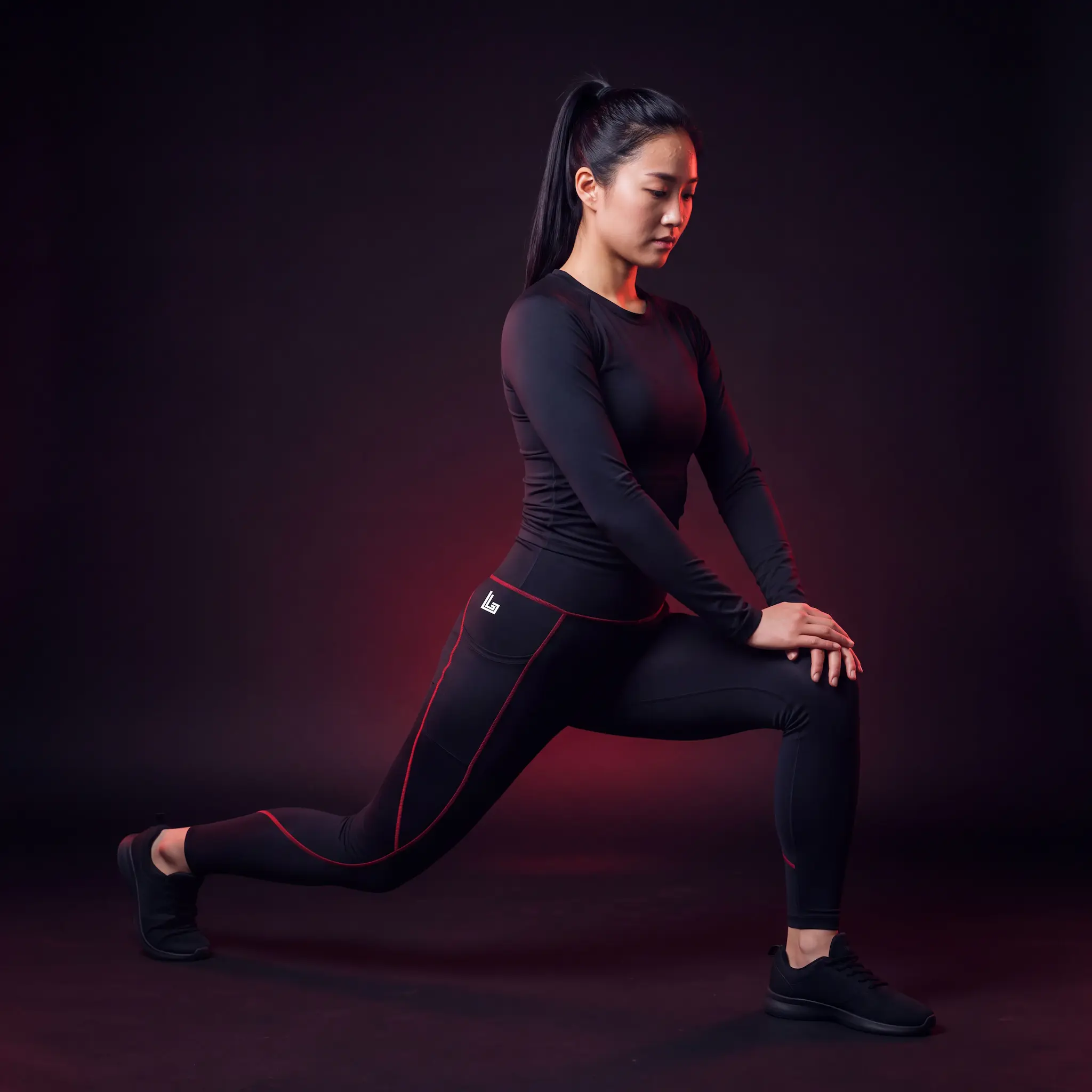 Custom high-waisted leggings in buttery nylon-spandex by Lethletic