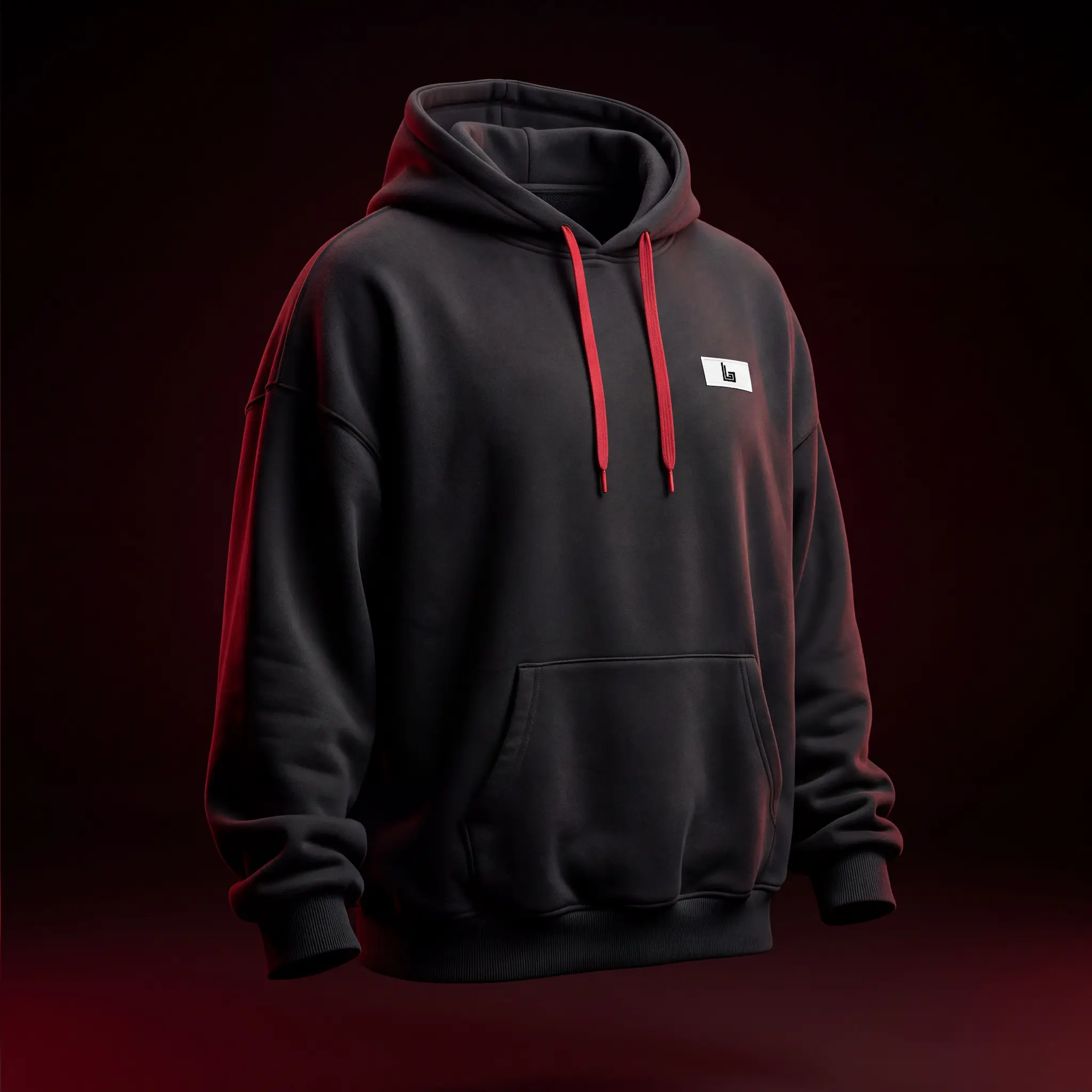 Custom oversized lounge hoodie in heavyweight cotton fleece, ghost mannequin