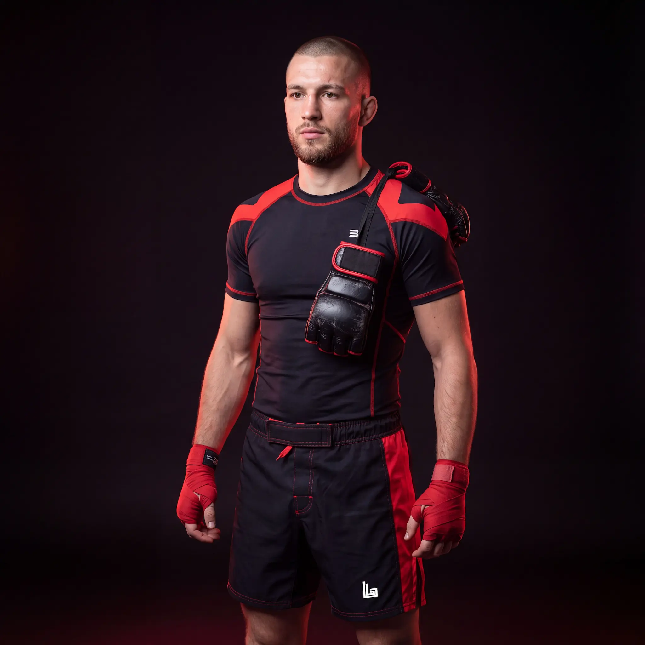 Custom MMA rash guard and fight shorts by Lethletic