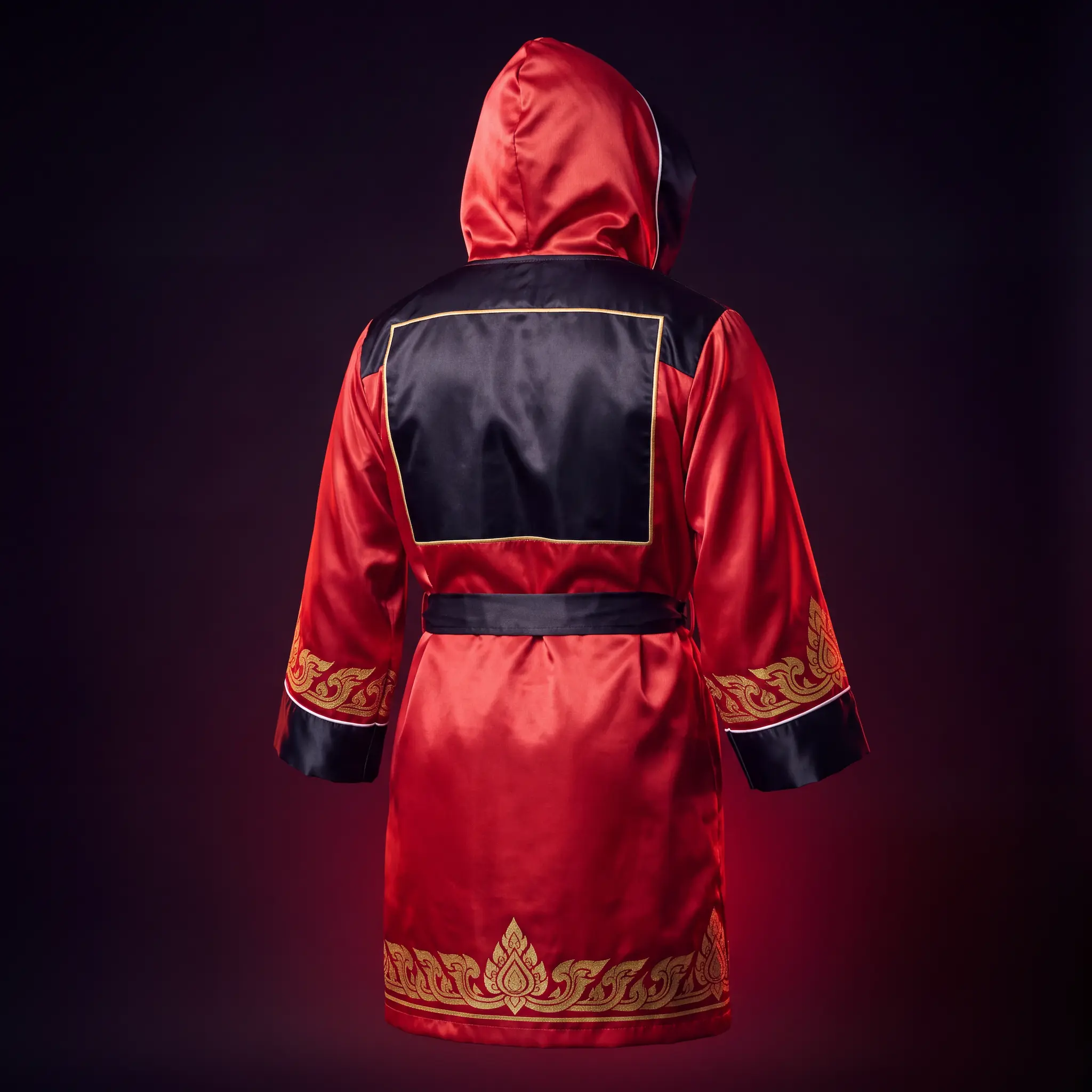 Custom satin fight robe for Muay Thai fighters by Lethletic