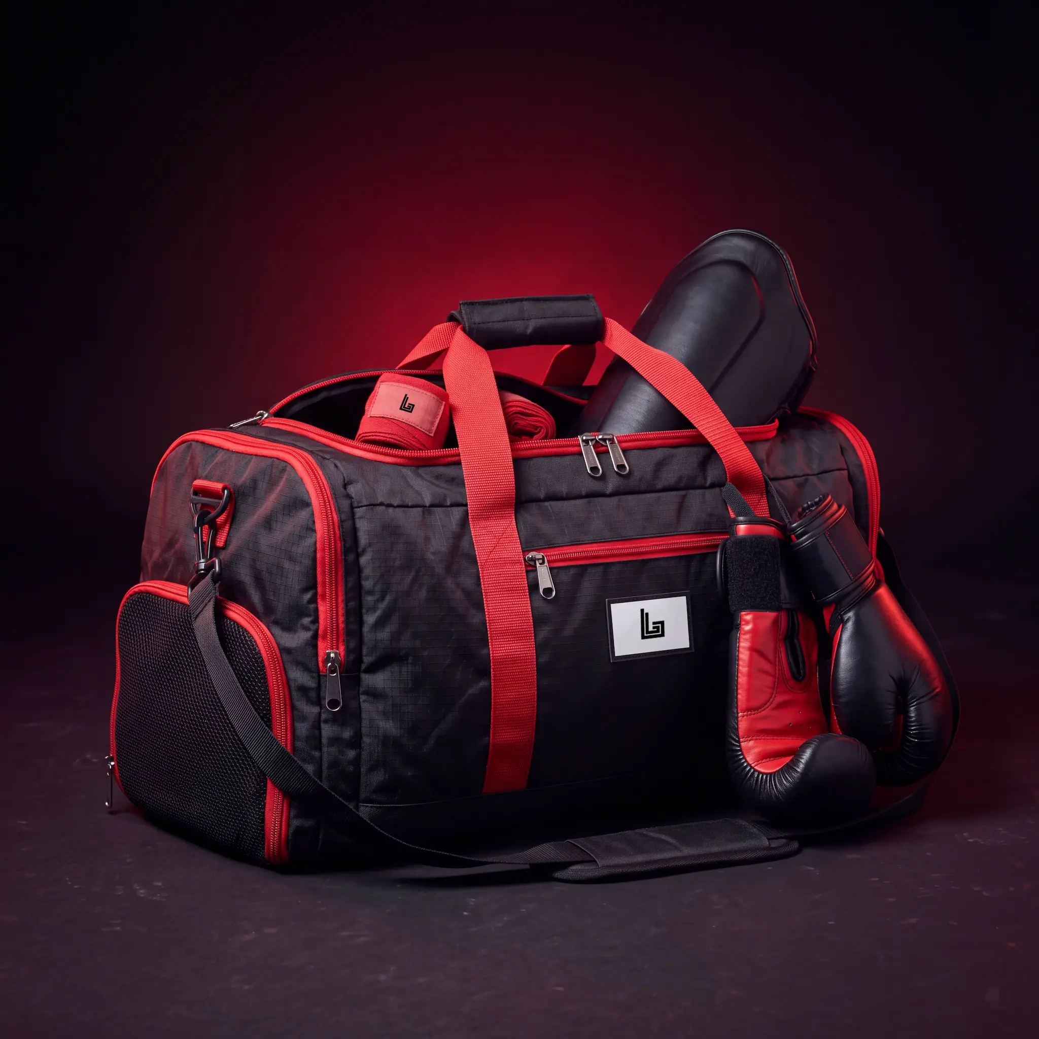Custom gym duffel bag for Muay Thai gear by Lethletic