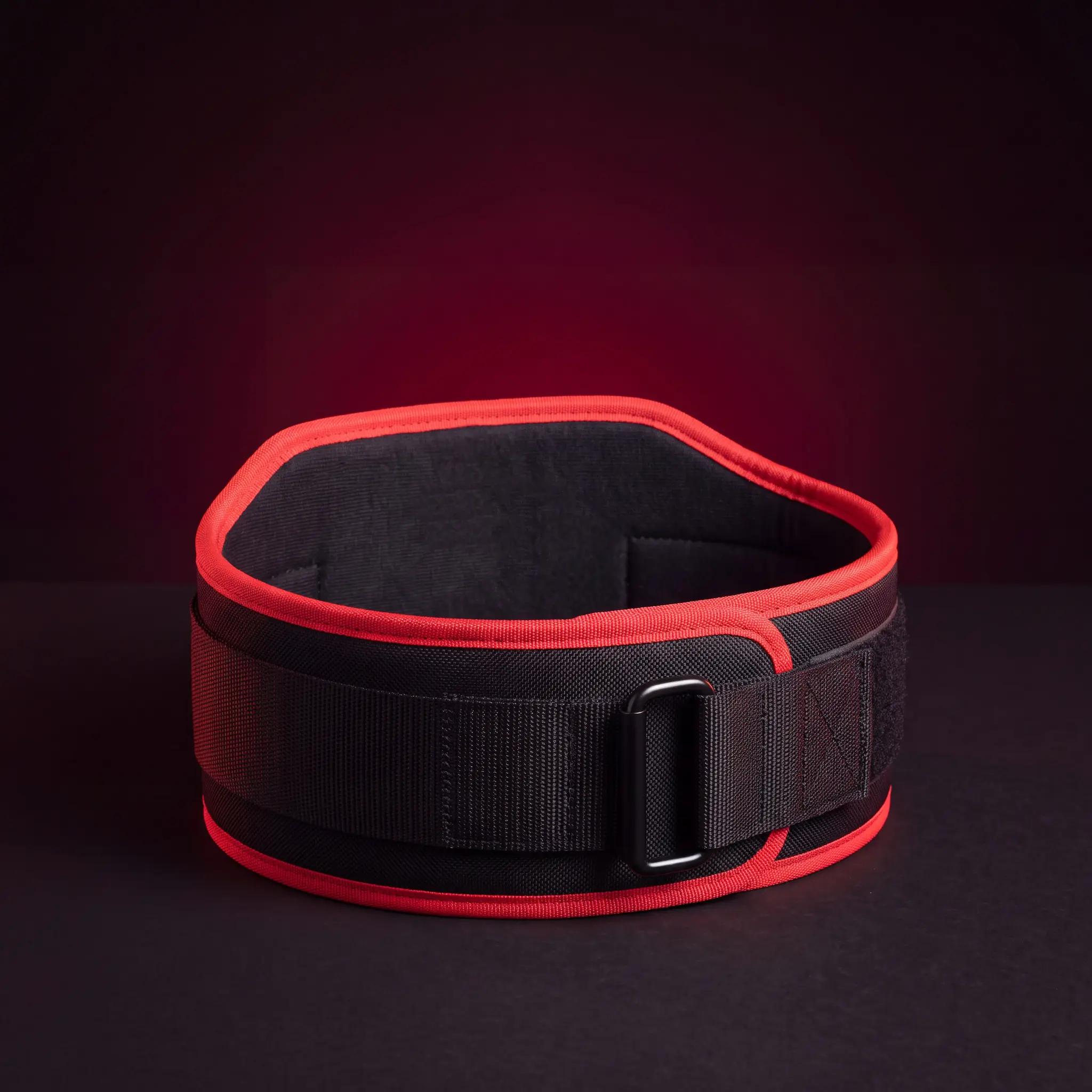 Custom nylon weightlifting belt with velcro closure and logo by Lethletic