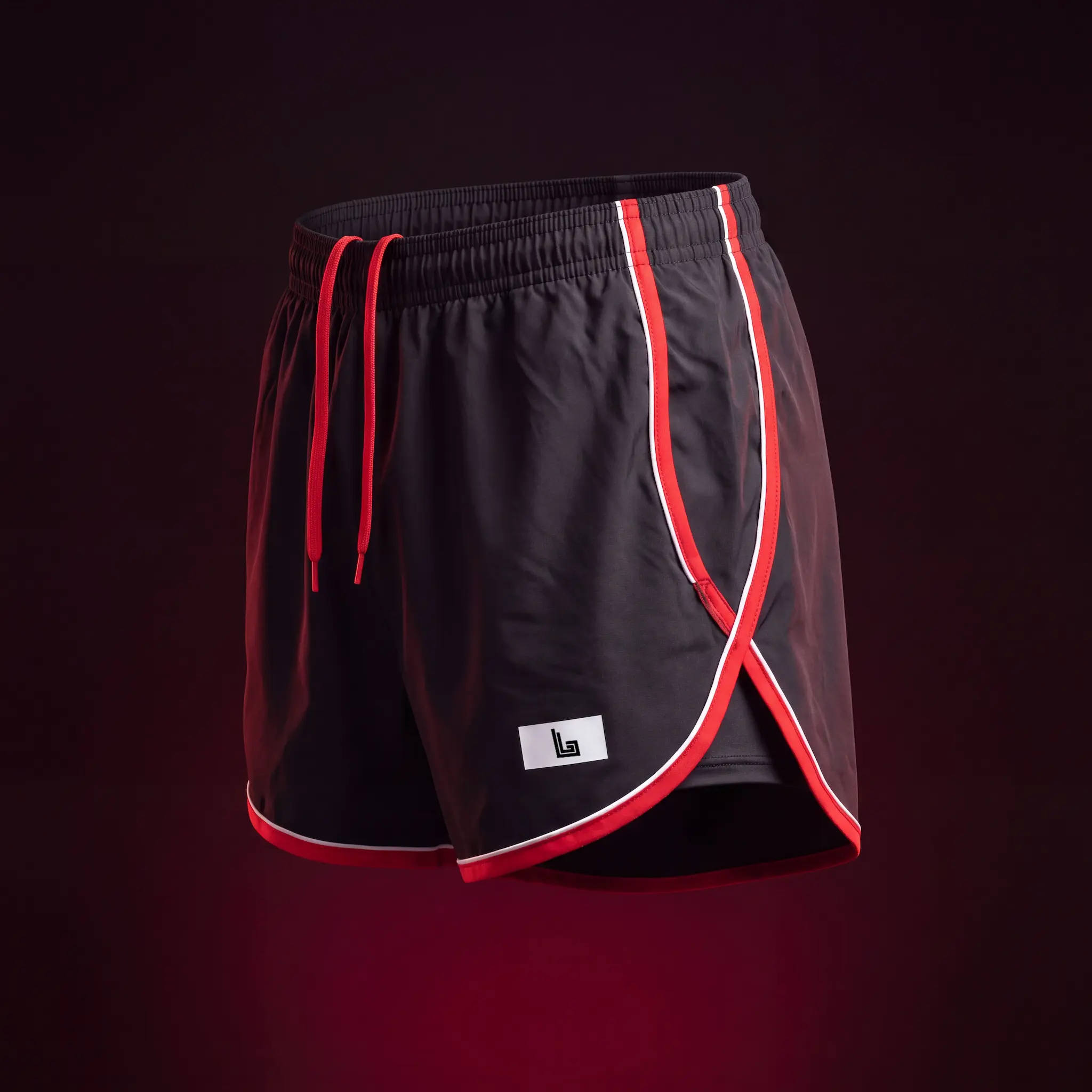 Custom split-leg running shorts with team logo
