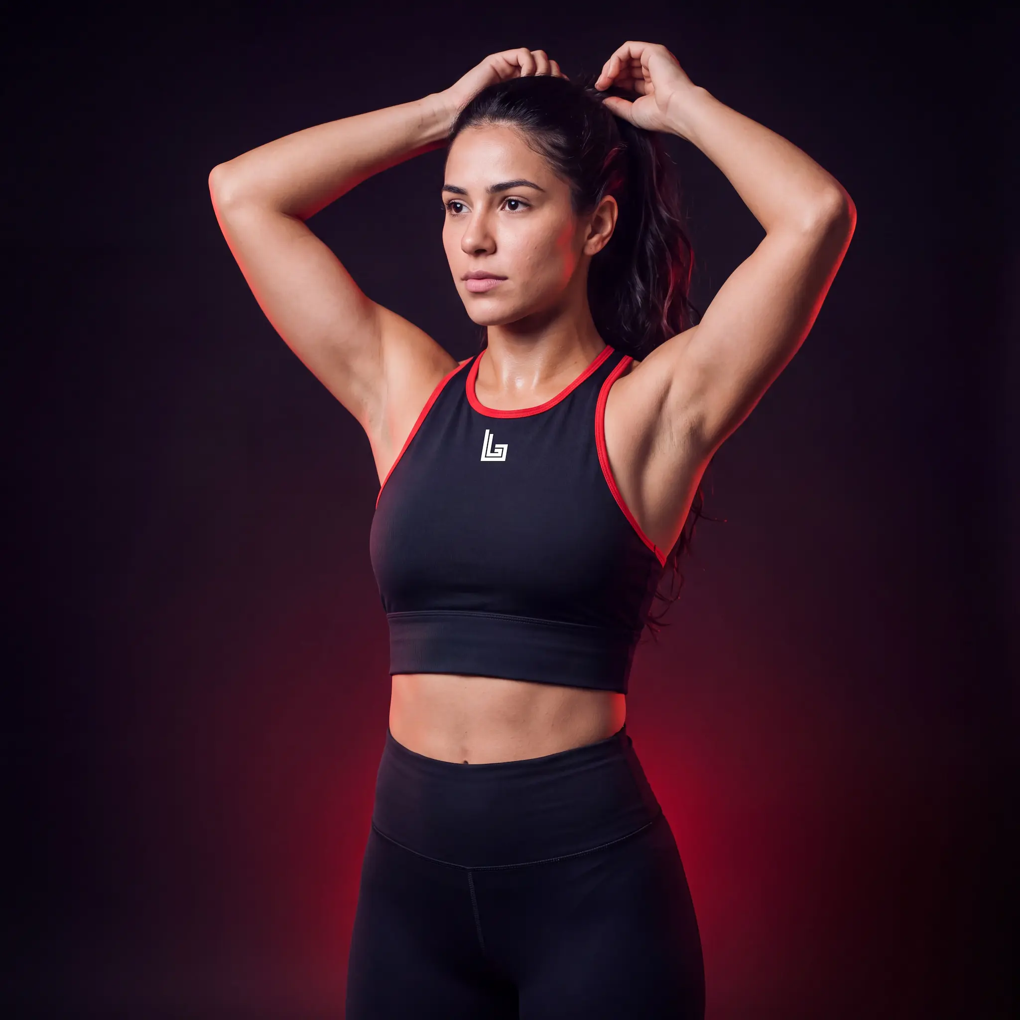 Custom sports bra with removable pads by Lethletic