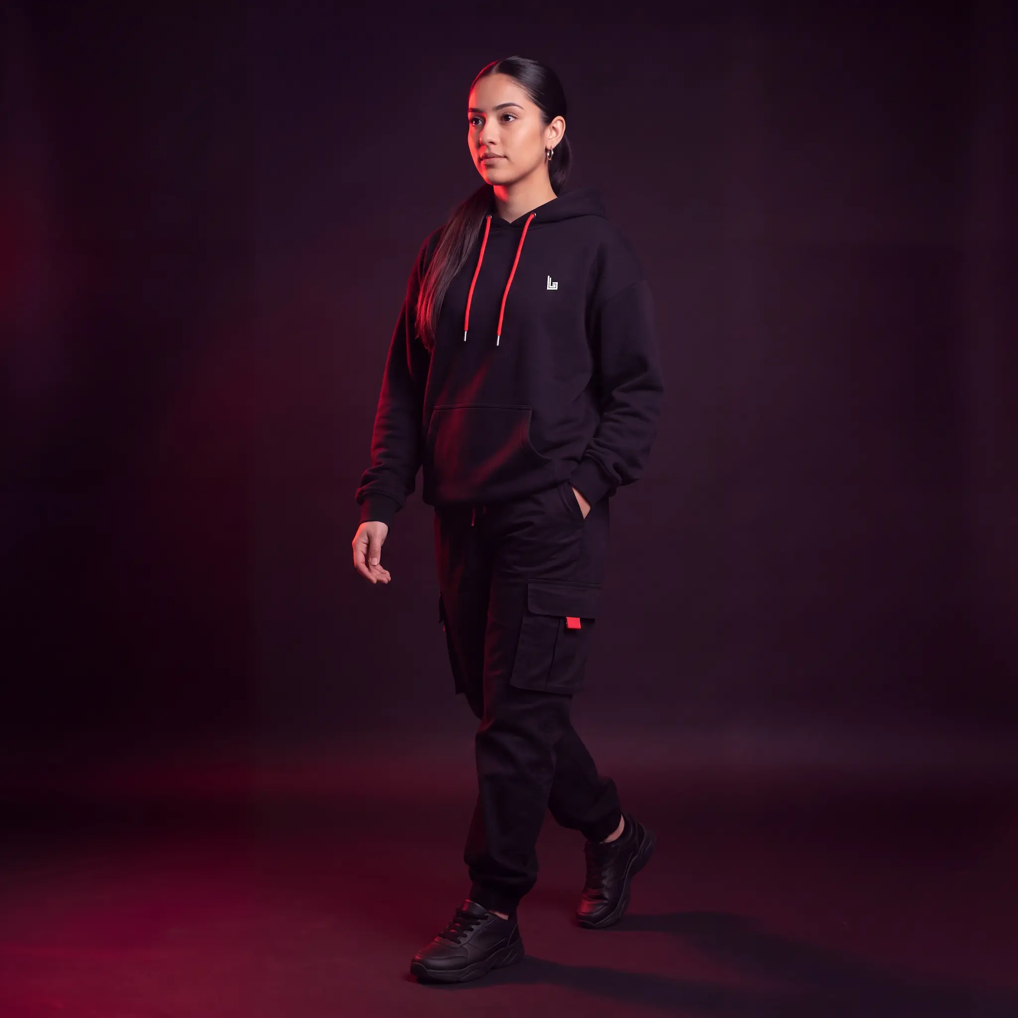 Custom streetwear hoodie and cargo pants by Lethletic