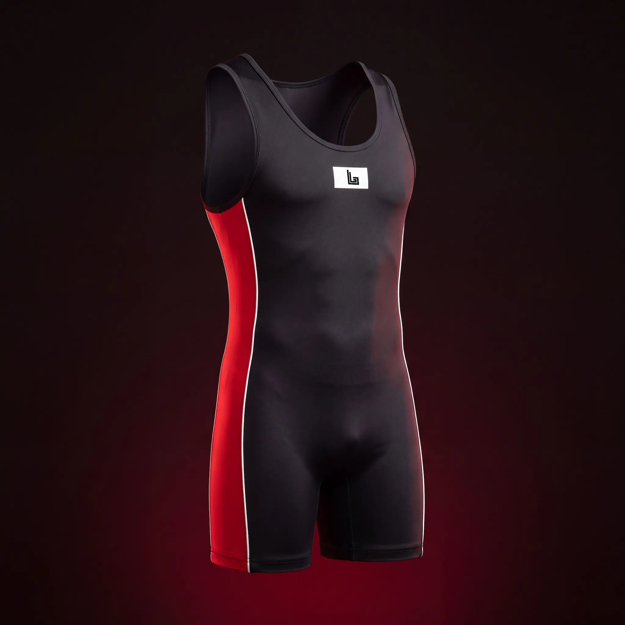Lifter in a custom sublimated weightlifting singlet with gym logo by Lethletic
