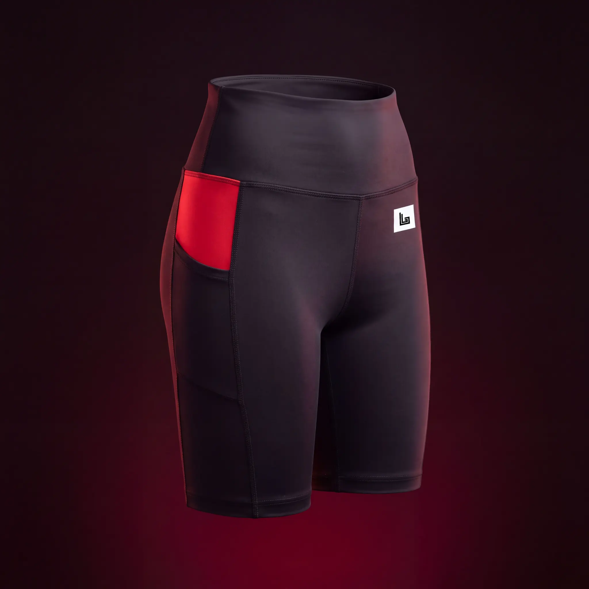 Custom yoga biker shorts in nylon-spandex for hot yoga and pilates
