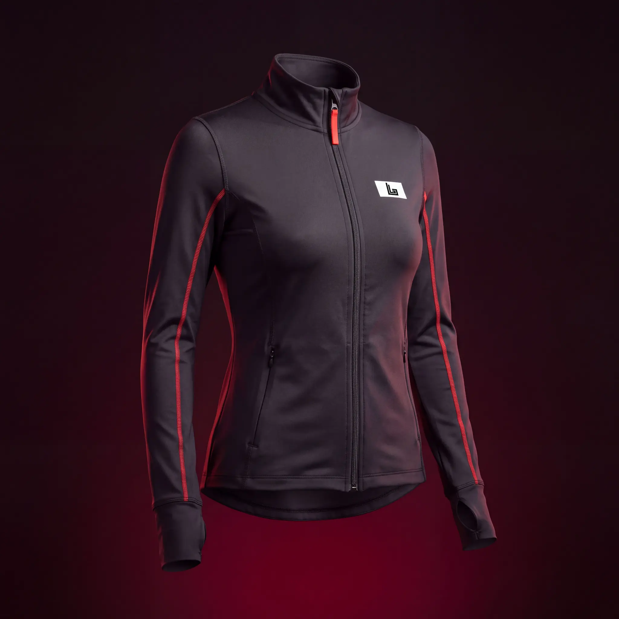 Custom fitted zip-up yoga jacket in nylon-spandex